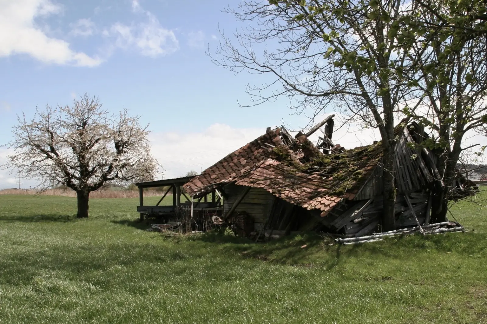 Maison en ruine, dans la campagne fribourgeoise. Que de souvenirs se cachent derrière ces murs ! Un rêve s'est effondré. Une porte pourrait s'ouvrir. Au gré de l'imaginaire, la réalité devient fiction.